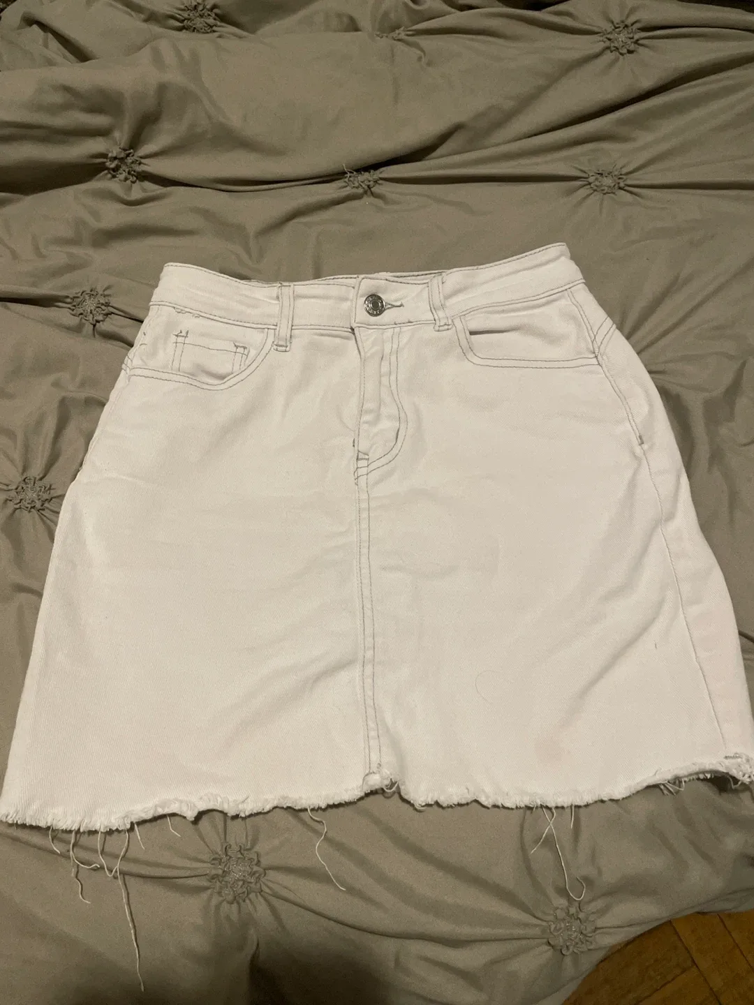 White Denim Mini Skirt