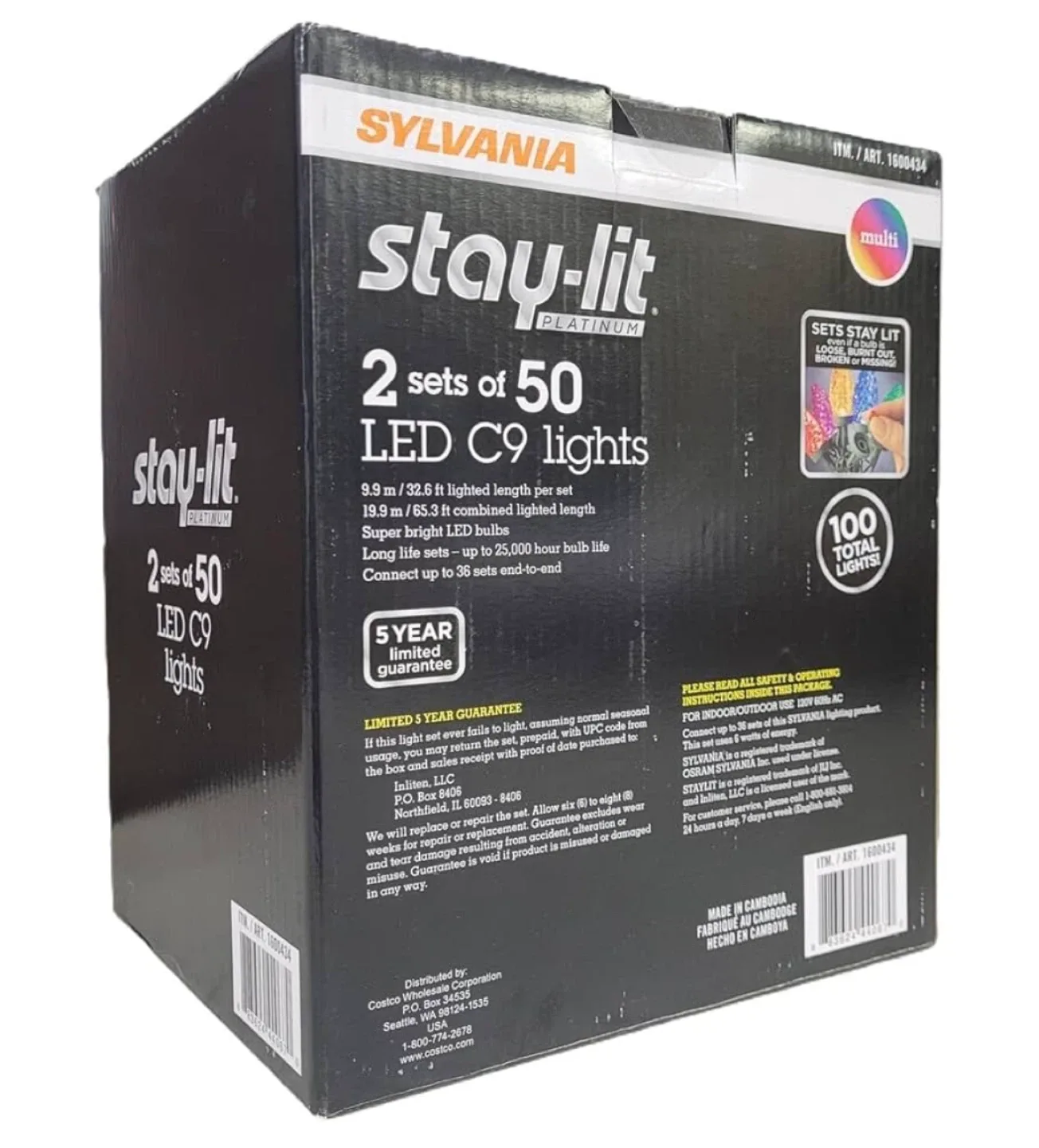 Sylvania Stay-Lit Platinum LED C9 Christmas Lights - NEW image indicator(2)