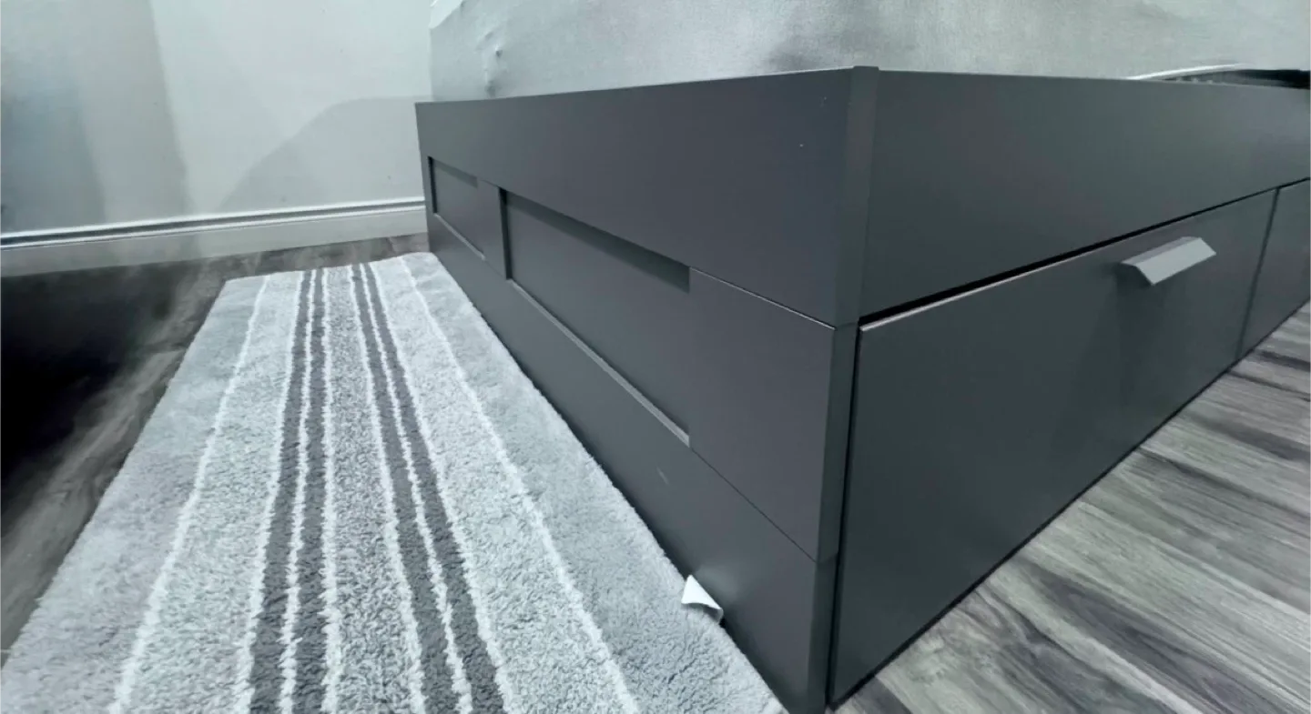 Ikea Grey Bed Frame with Storage Drawers Excellent Condition image indicator(2)