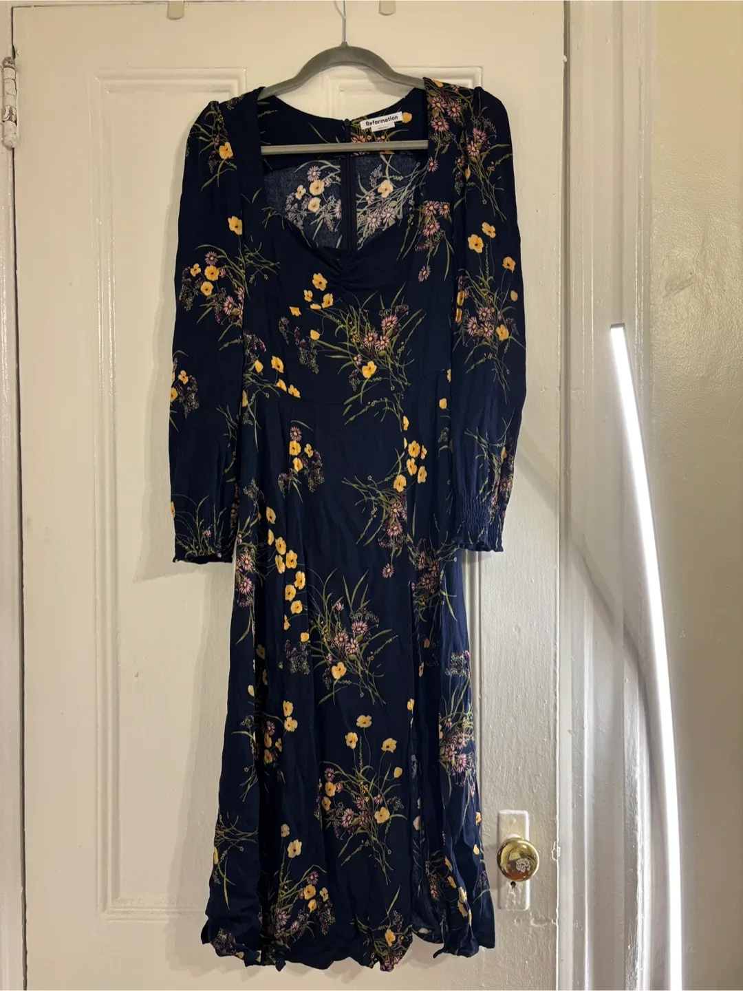 Reformation Navy Floral Midi Dress image indicator(2)