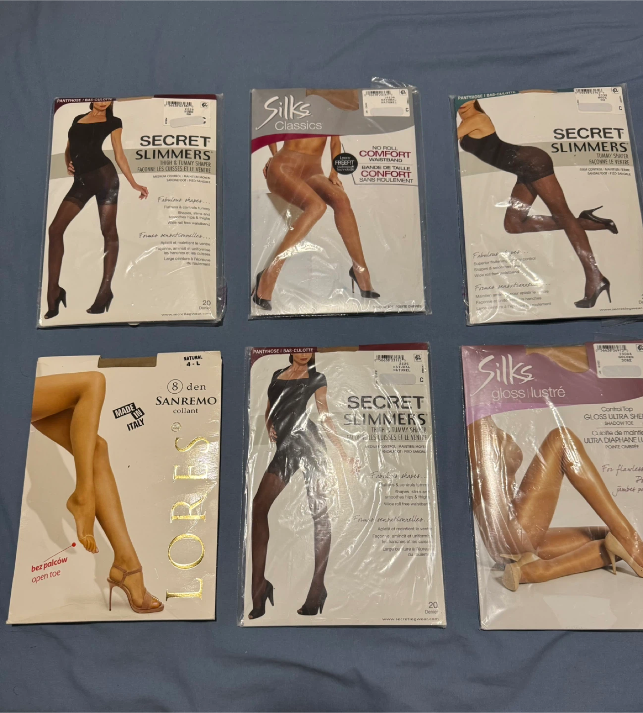 6 PANTYHOSE Tights Bundle: Secret Slimmers, Silks, Lores