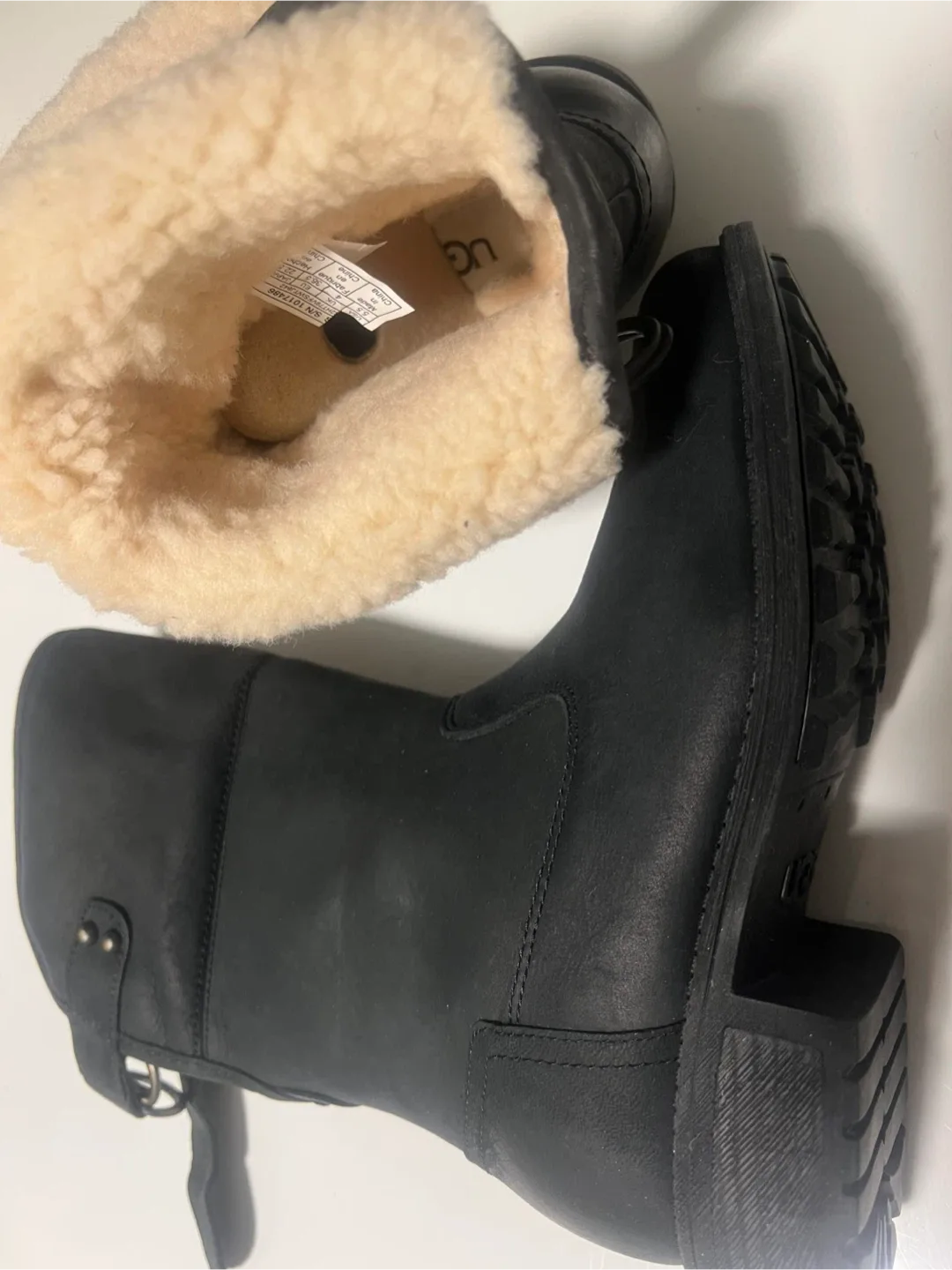 UGG Black Leather Boots Size 5.5/36.5