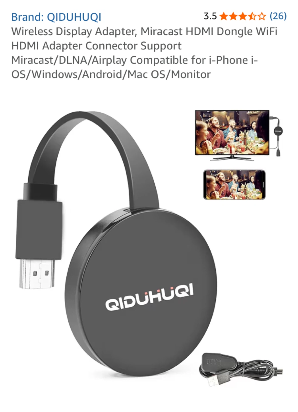 QIDUHUQI Wireless Display Adapter - New