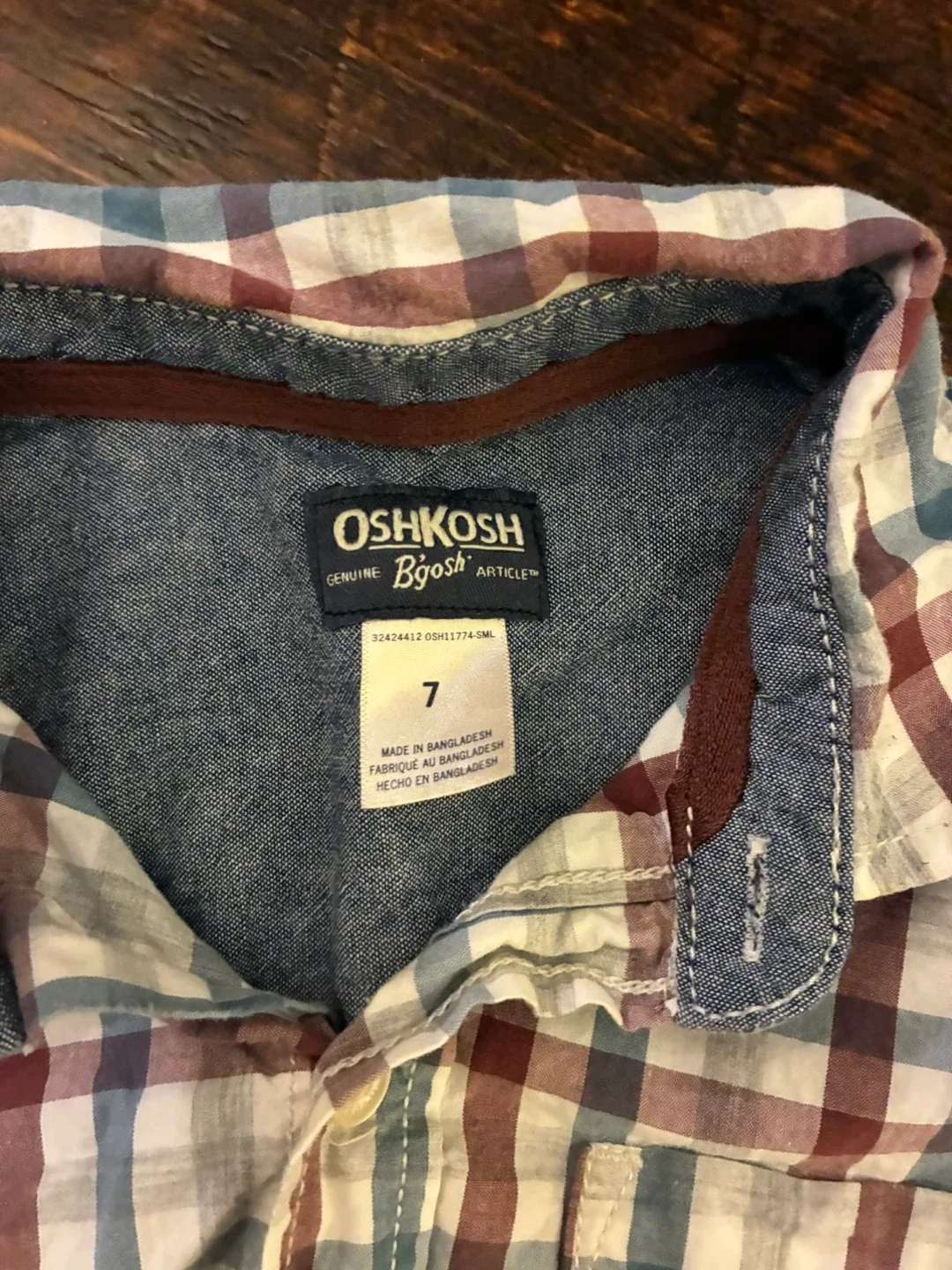 OshKosh Bgosh Plaid Shirt - Size 7 image indicator(2)