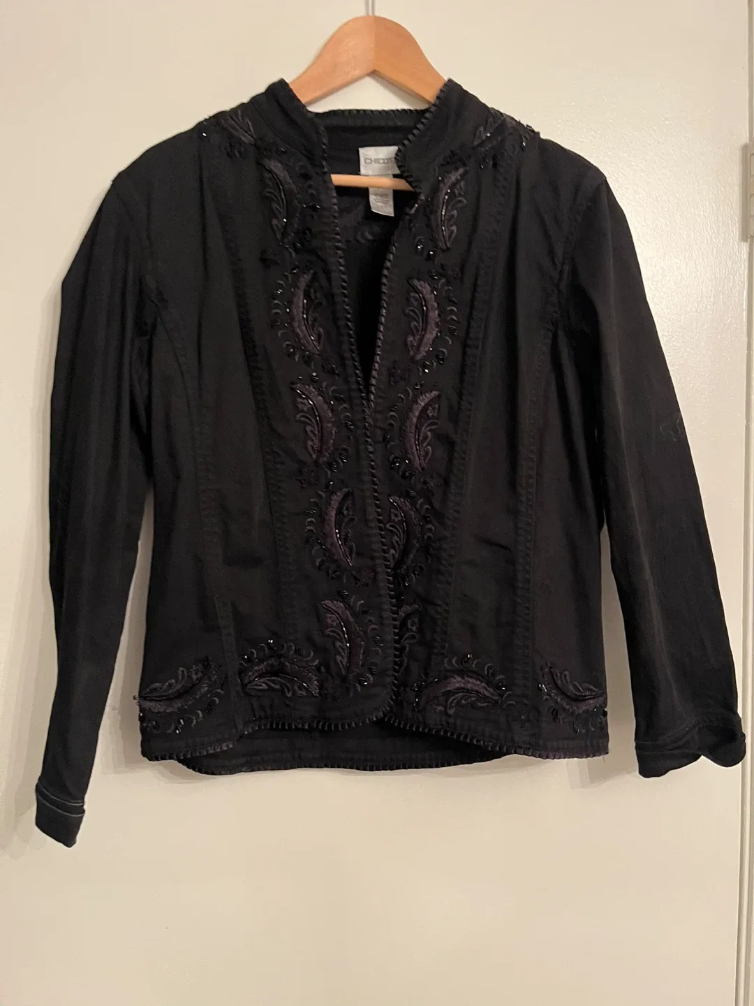 Chico's Black Denim Embellished Jacket image indicator(2)