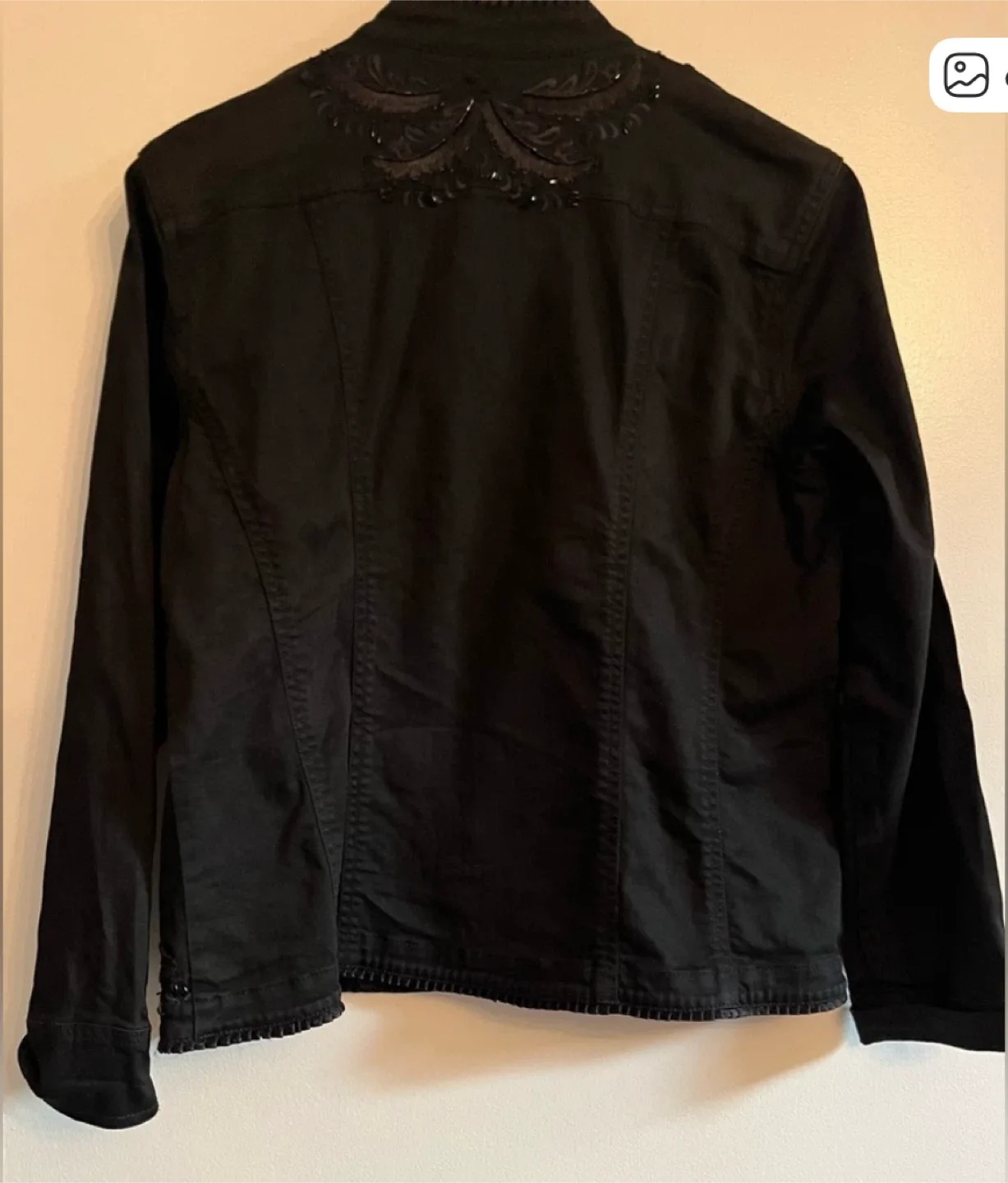 Chico's Black Denim Embellished Jacket image indicator(4)