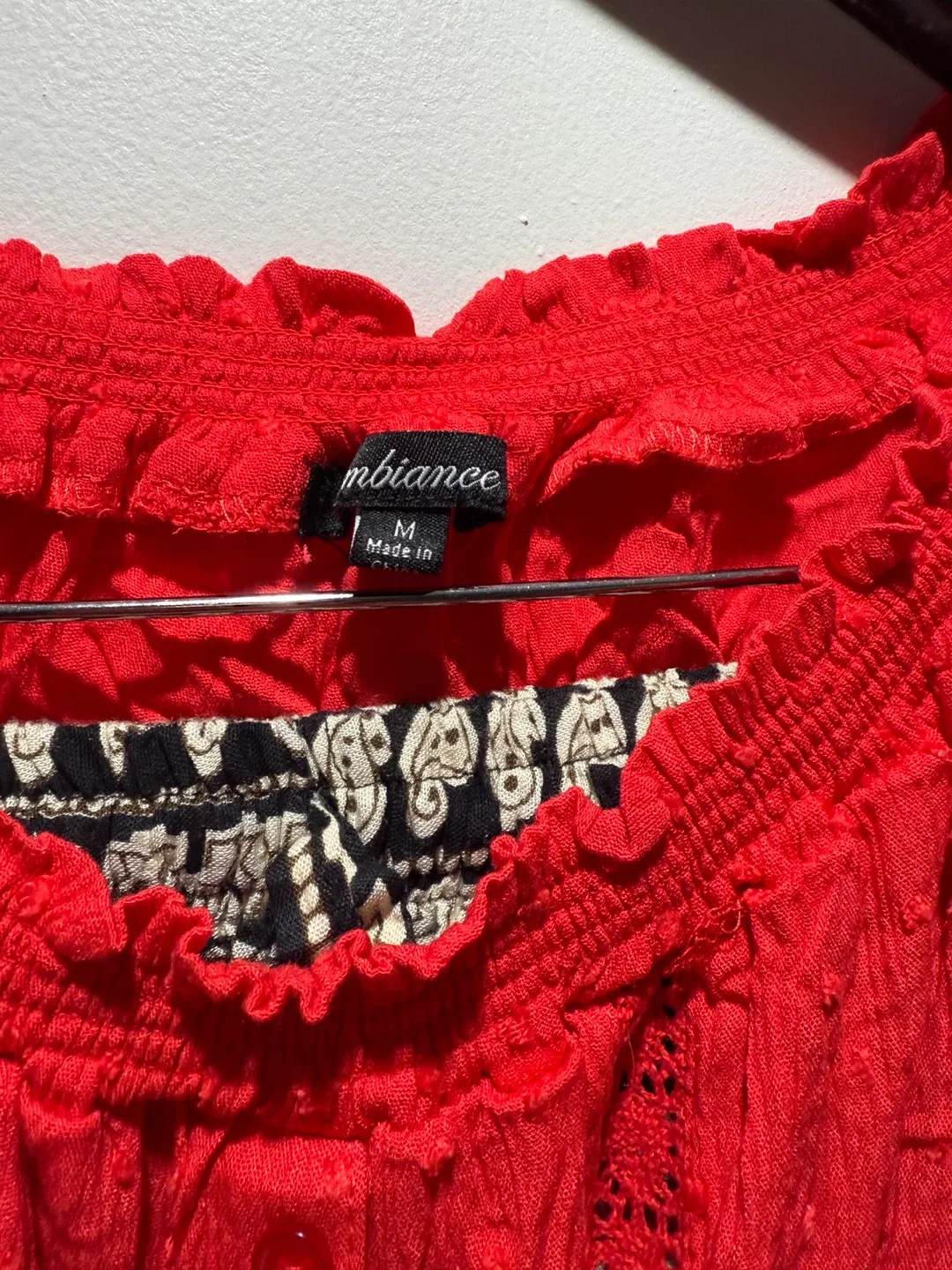 Ambiance Red Top & Cotton Pants Set (M) image indicator(4)