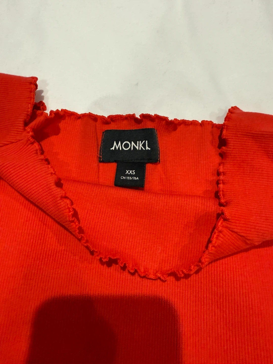 Monki Red Ribbed Top - Size XXS - photo 2