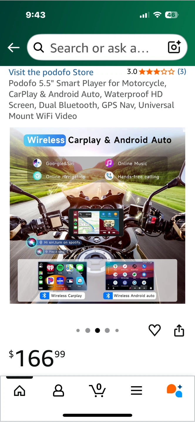 Podofo 5.5" Motorcycle CarPlay & Android Auto - photo 4