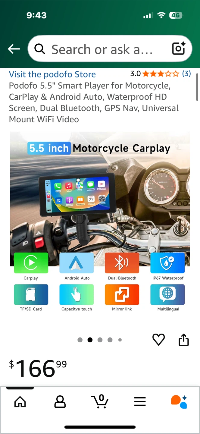 Podofo 5.5" Motorcycle CarPlay & Android Auto - photo 3