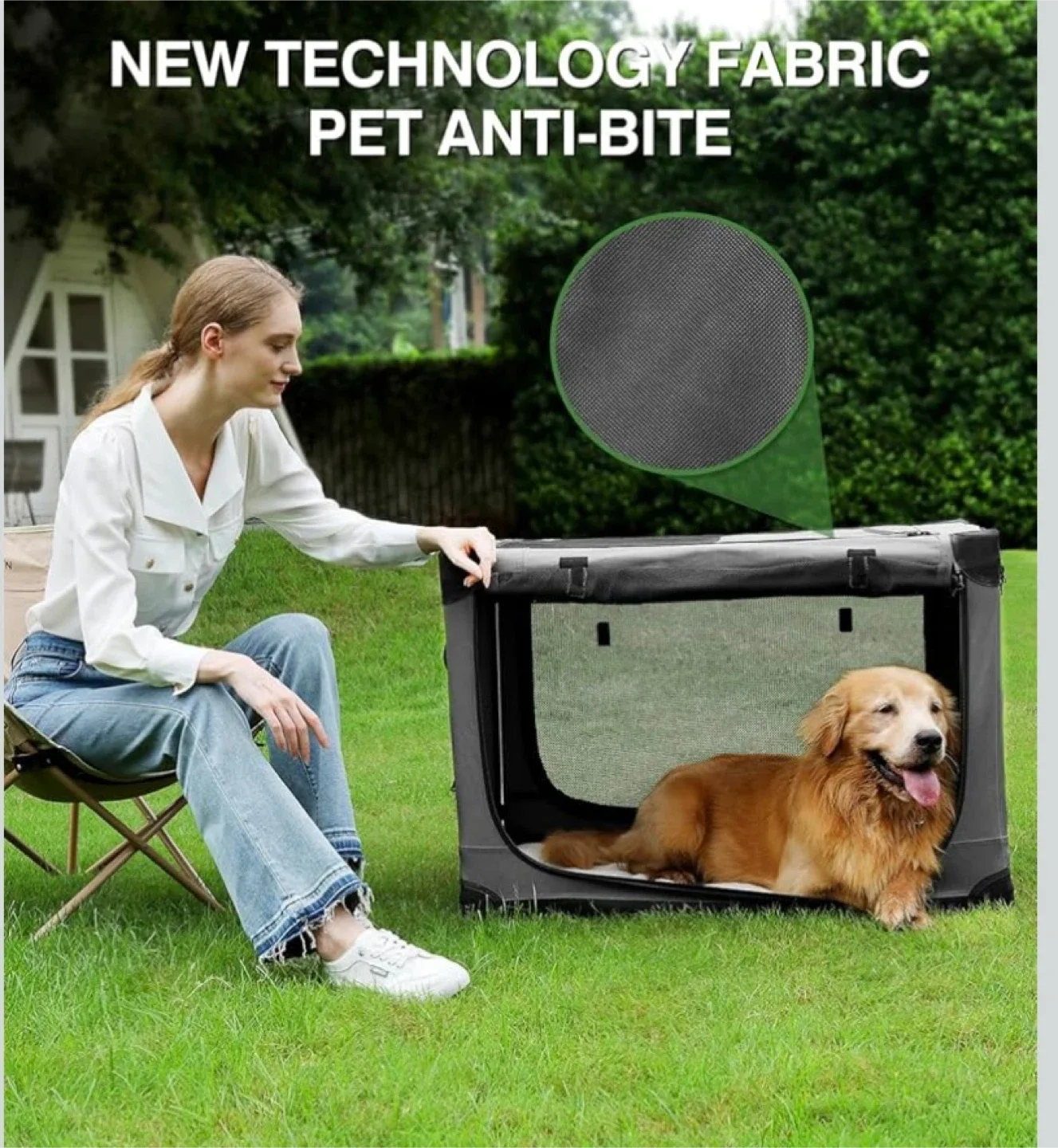 New 42 Inch Collapsible Travel Dog Crate image indicator(2)