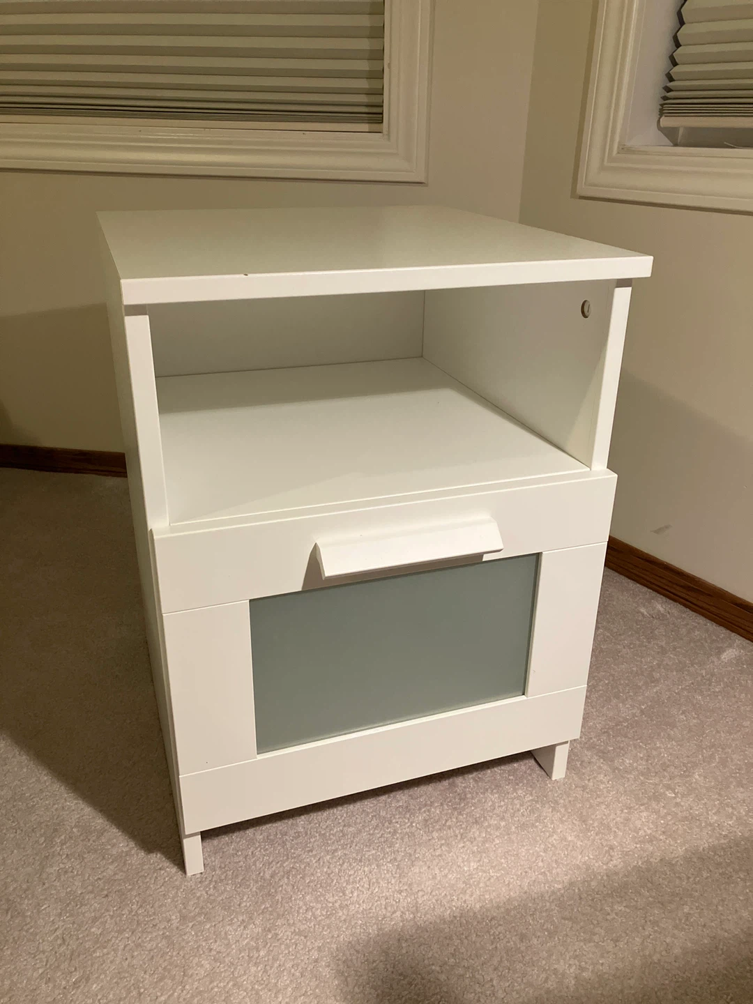 White Bedside Table with Drawer