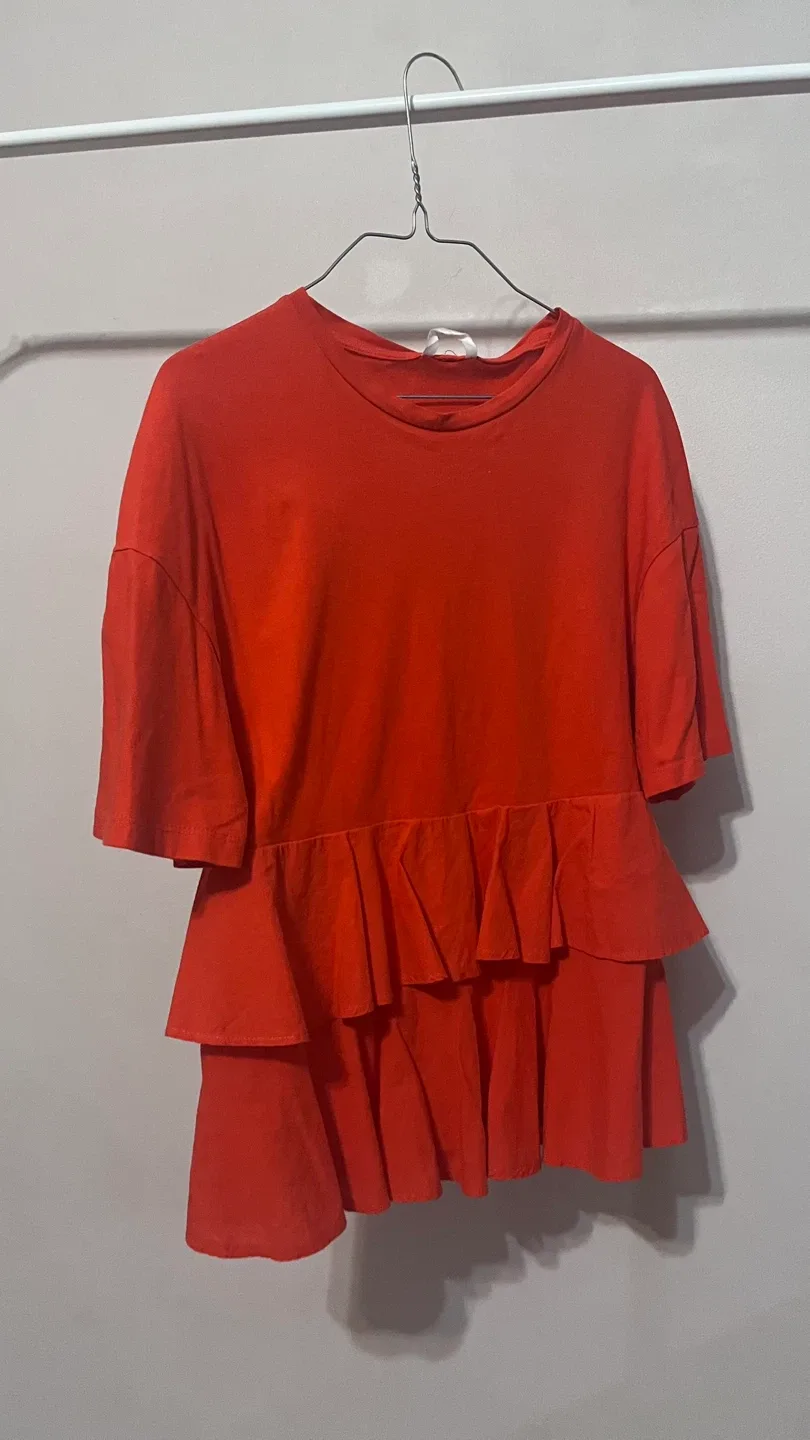 Orange color Ruffle T-Shirt image indicator(2)