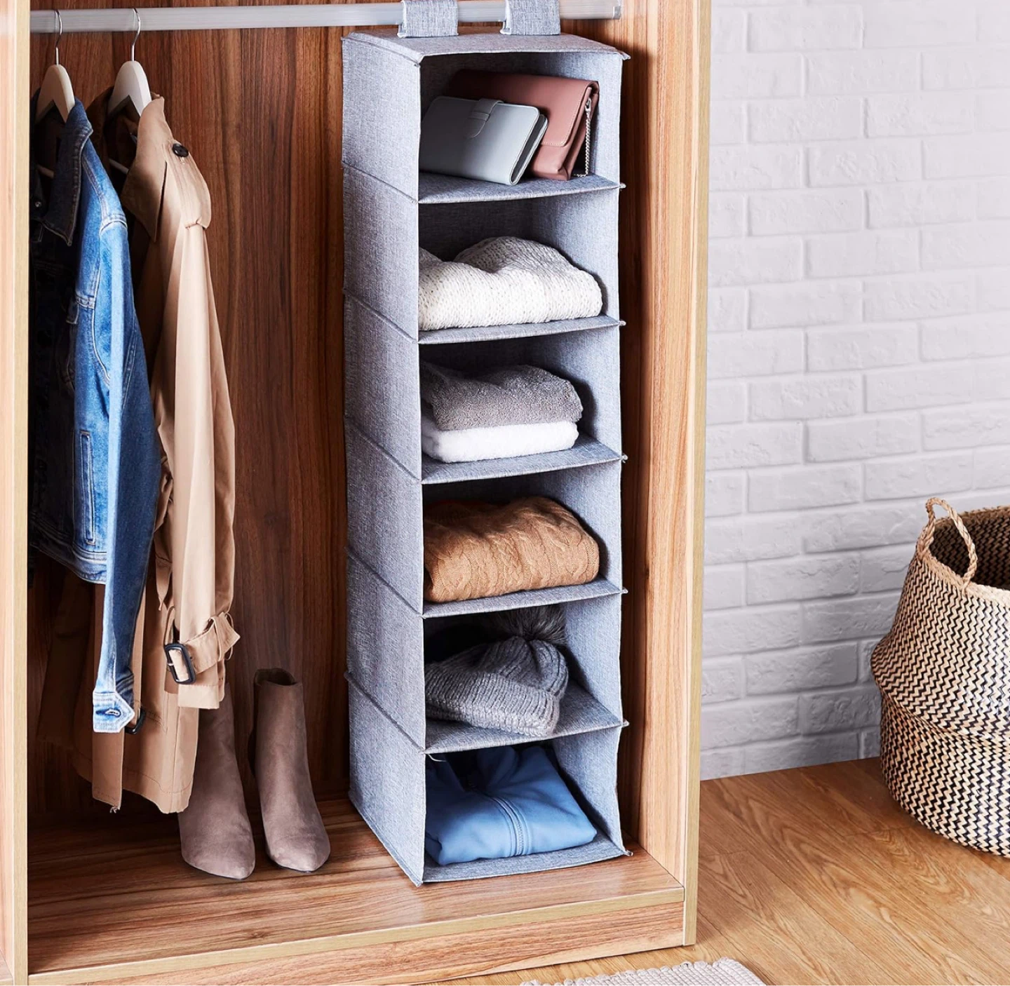 Amazon basics Hanging Closet Organizer - 6 Shelves - Grey - photo 5