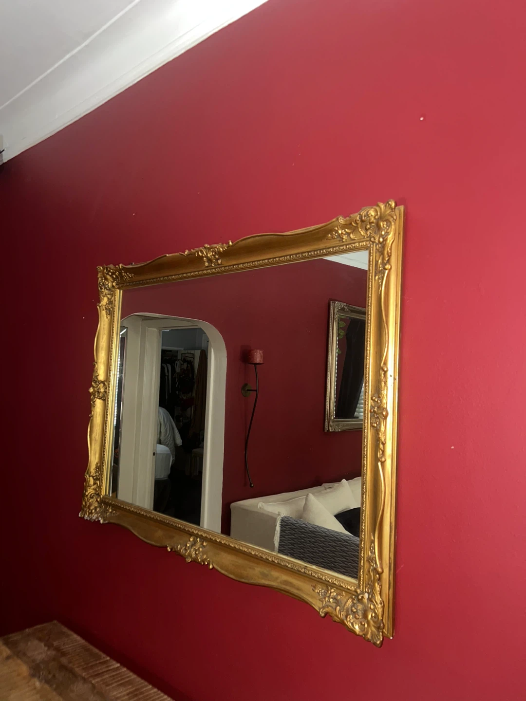 Vintage Ornate Gold Framed Wall Mirror - photo 3