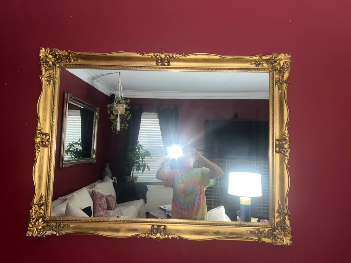 Vintage Ornate Gold Framed Wall Mirror - photo 4