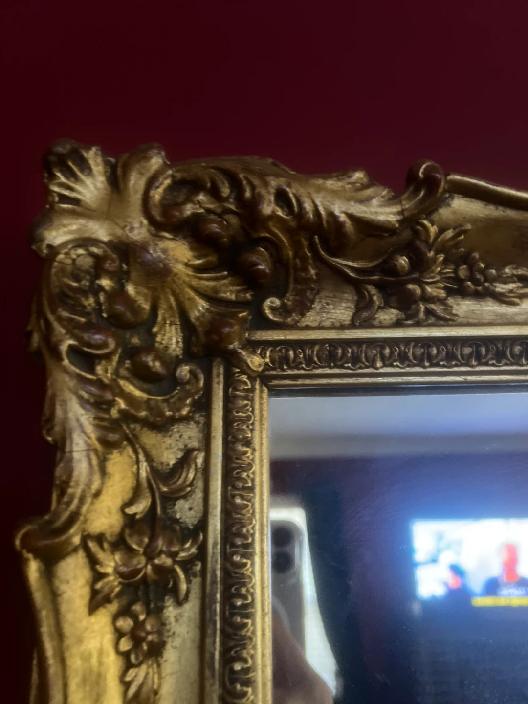 Vintage Ornate Gold Framed Wall Mirror - photo 2