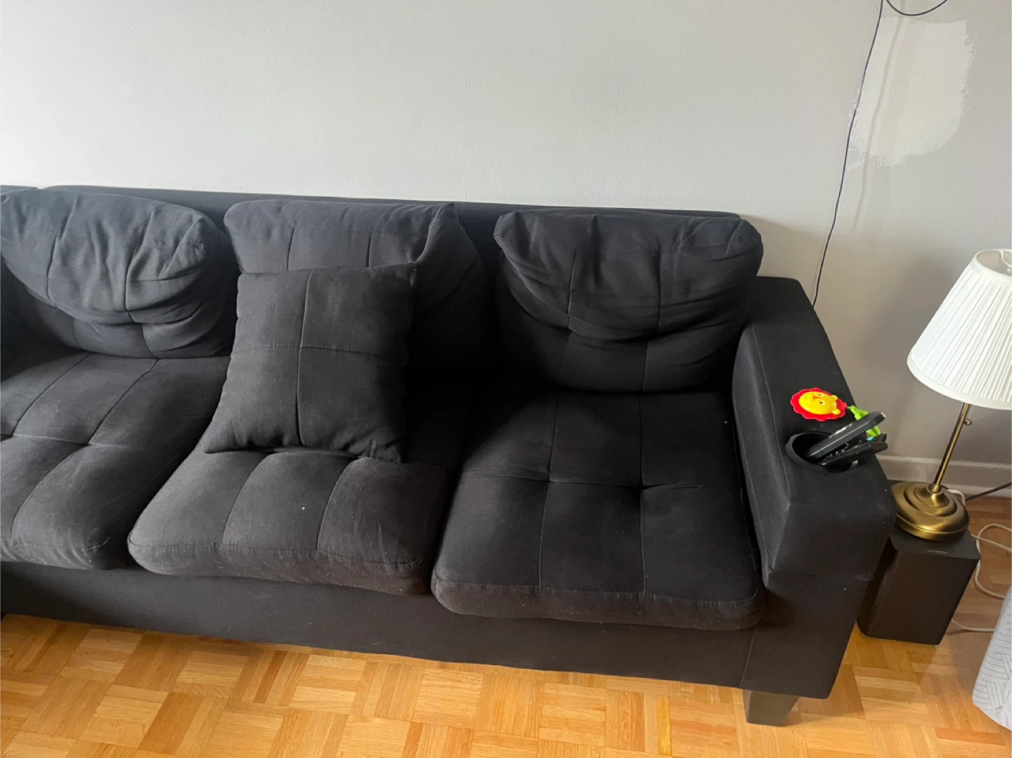 Black Sofa with Chaise Lounge - photo 2