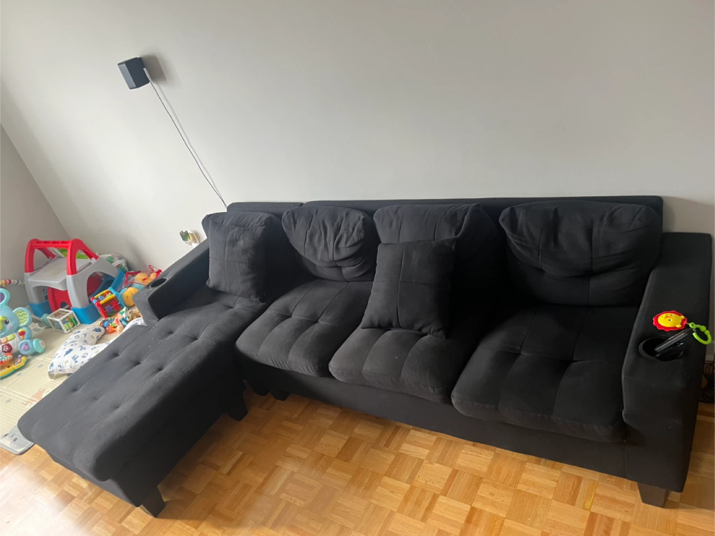 Black Sofa with Chaise Lounge
