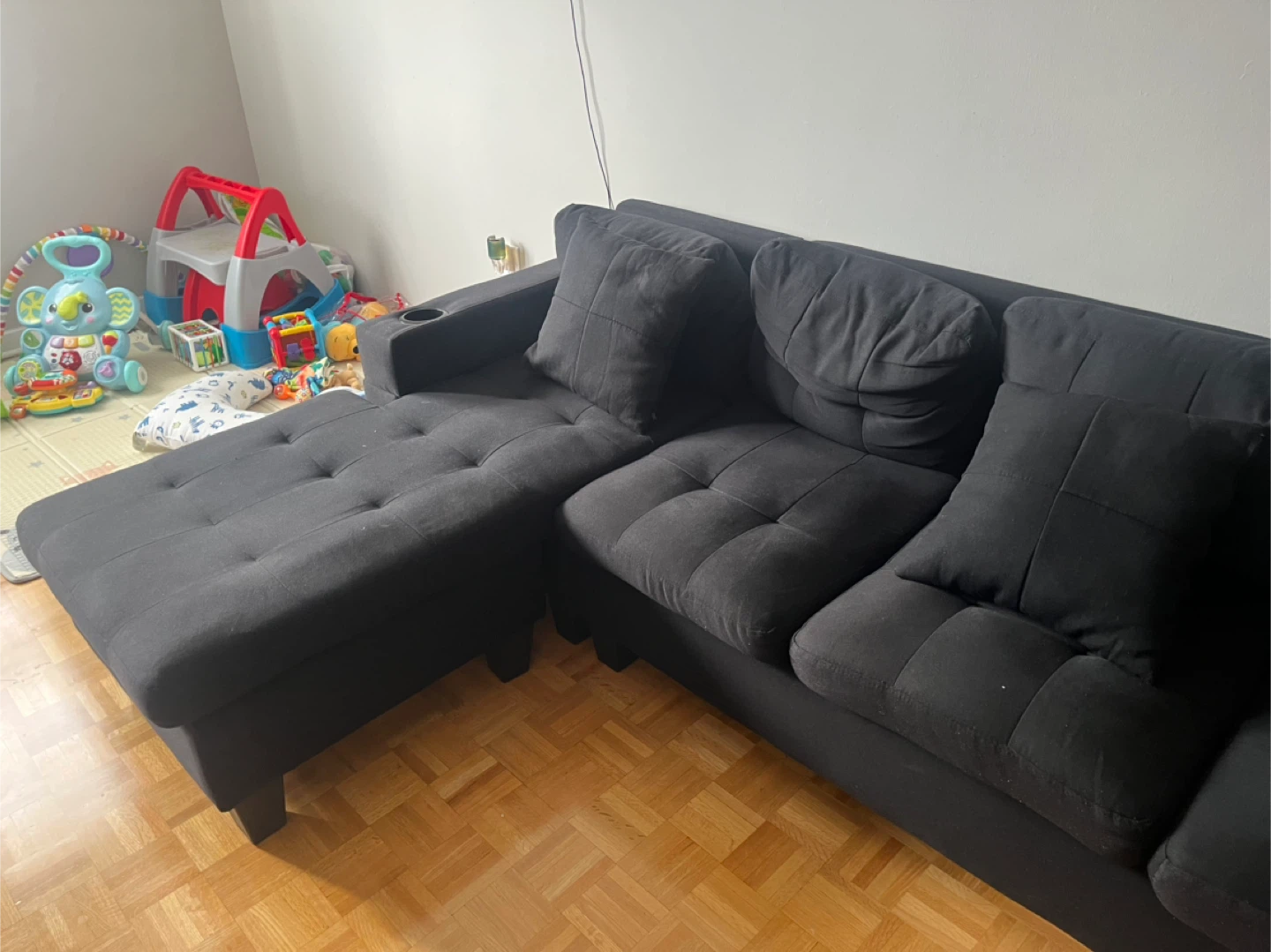 Black Sofa with Chaise Lounge - photo 3