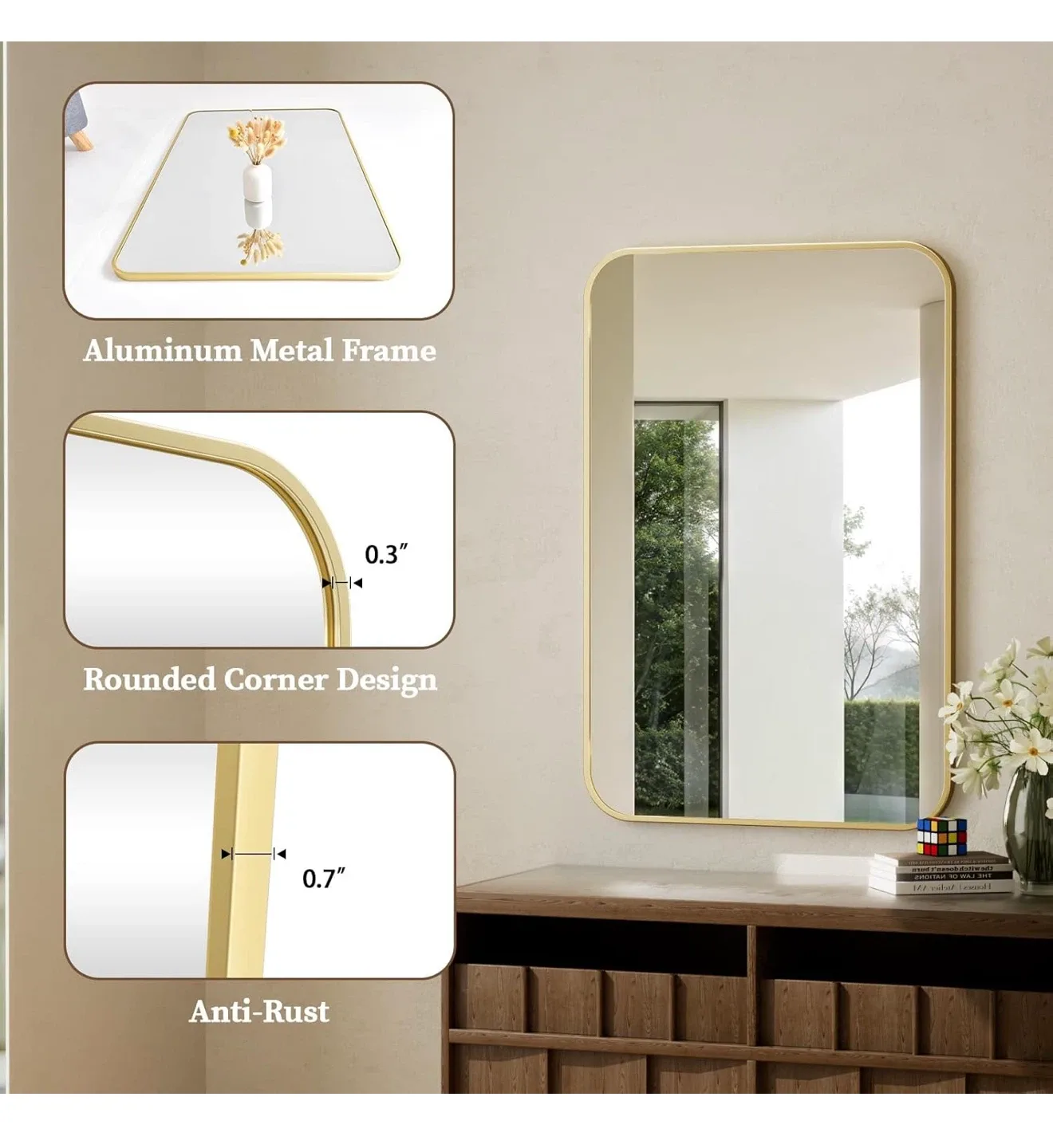 Gold Aluminum Framed Mirror 20*28 image indicator(3)