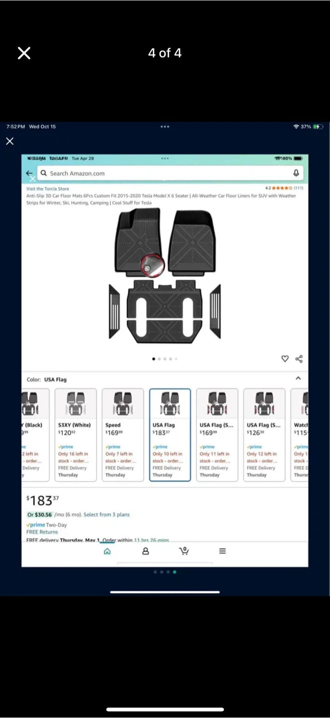 2015-20 Tesla Model X 6 Seater All-Weather Floor Liners image indicator(4)