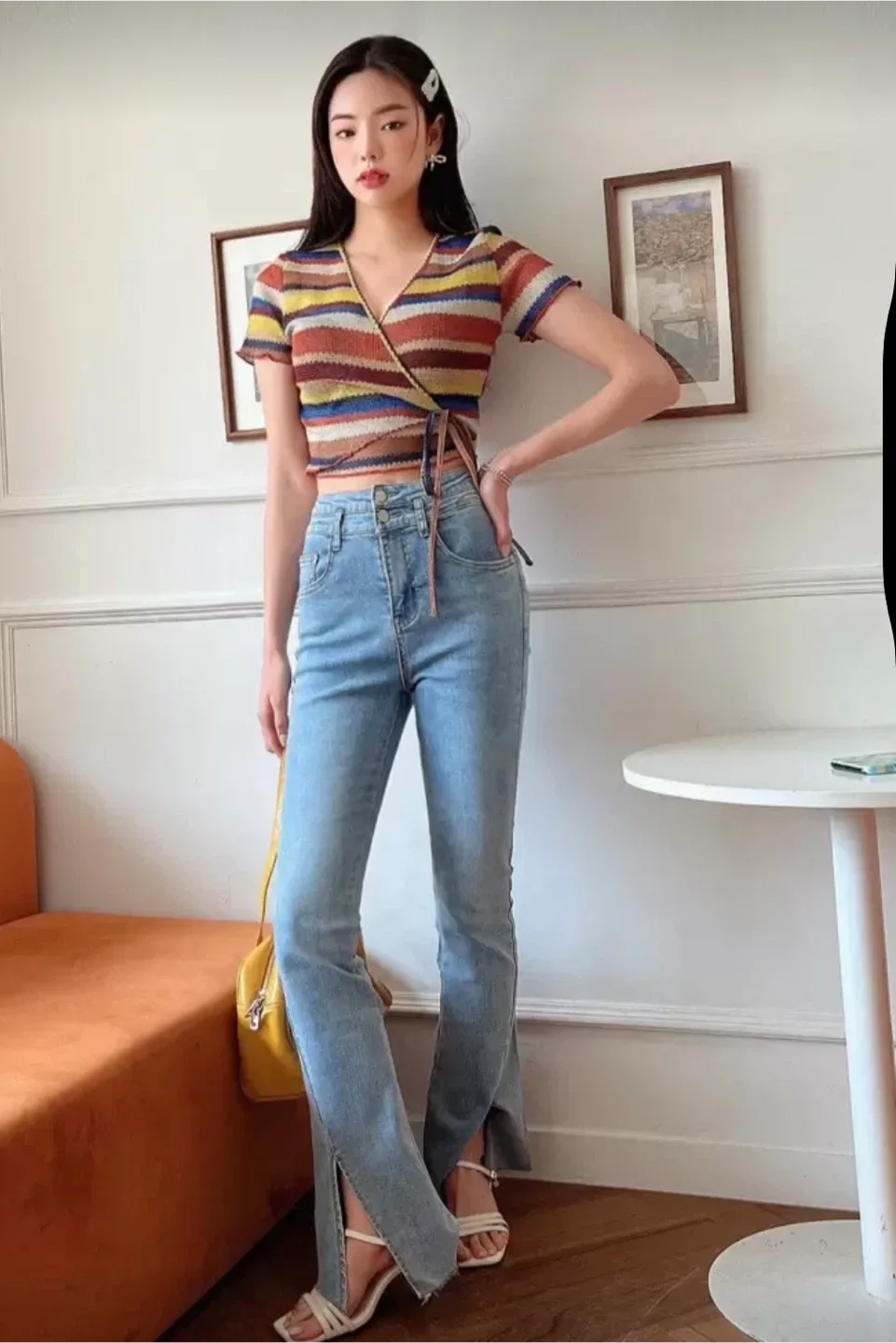 Striped Wrap Crop Top image indicator(2)