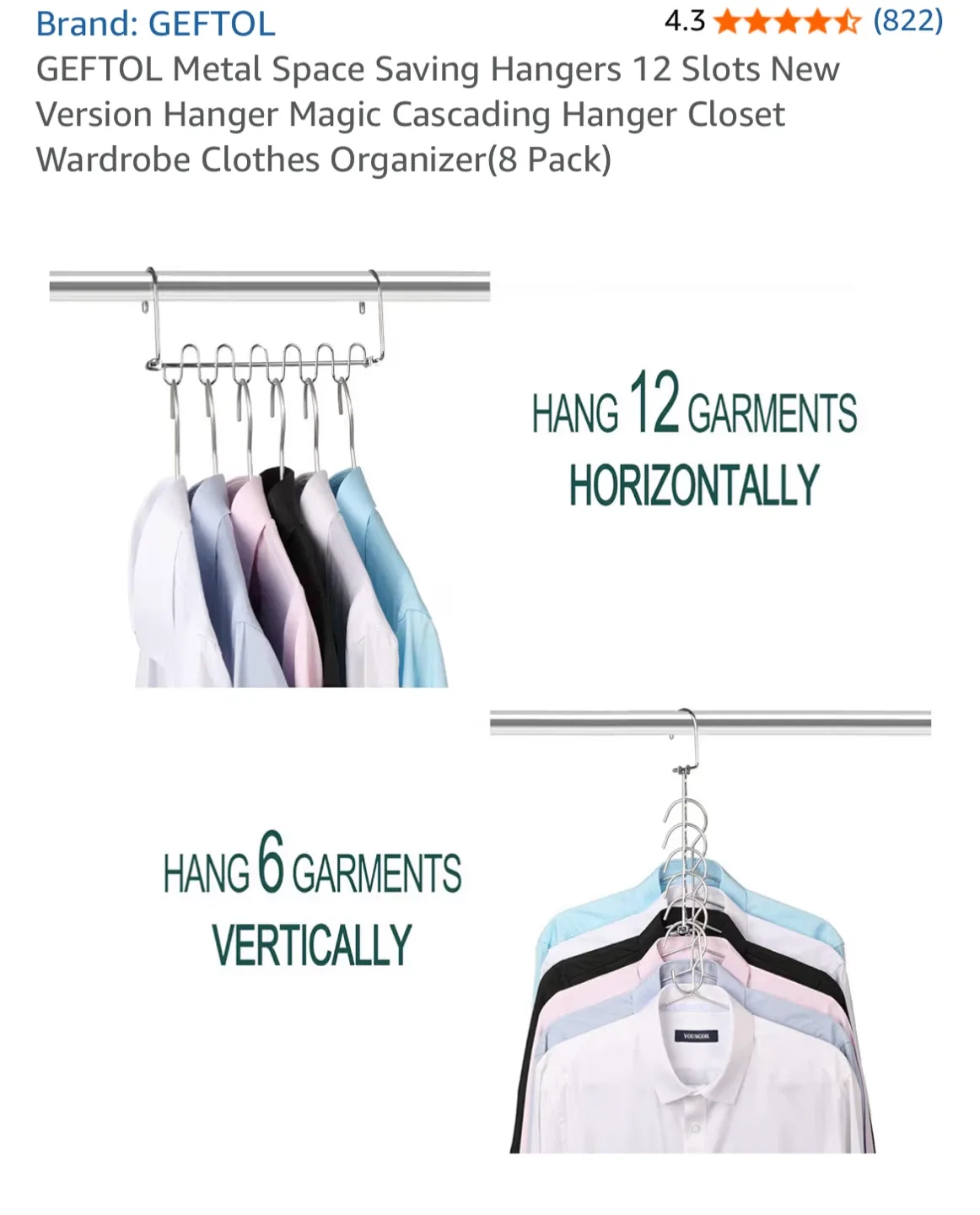 GEFTOL Metal Space Saving Hangers (4Pack) image indicator(3)