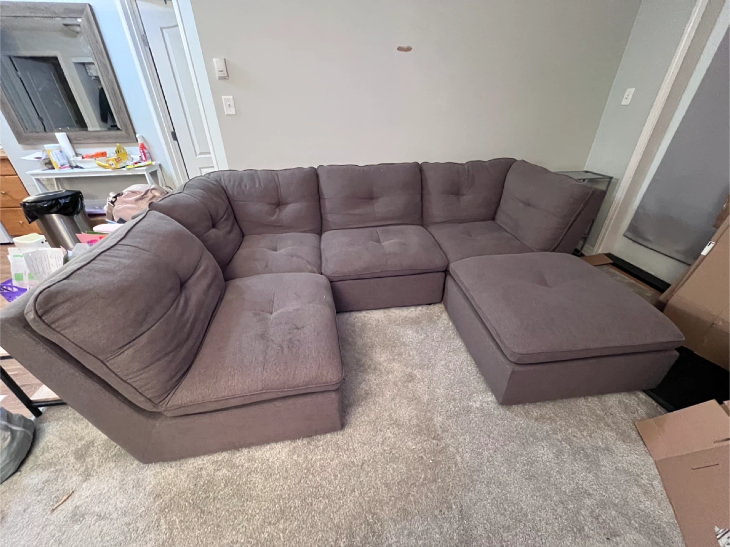 Grey Sectional Sofa with Ottoman