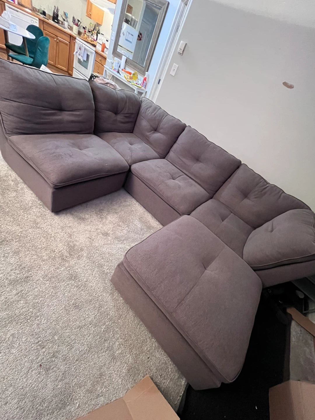 Grey Sectional Sofa with Ottoman - photo 2