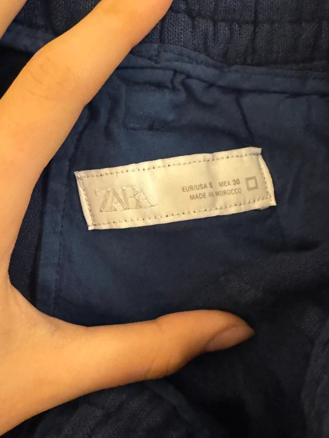 Zara Blue Linen Blend Wide Leg Pants - Size S image indicator(3)