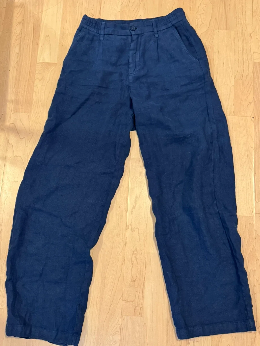 Zara Blue Linen Blend Wide Leg Pants - Size S thumbnail