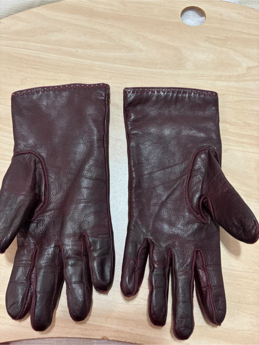 Authentic Coach Leather Gloves - Burgundy - photo 5