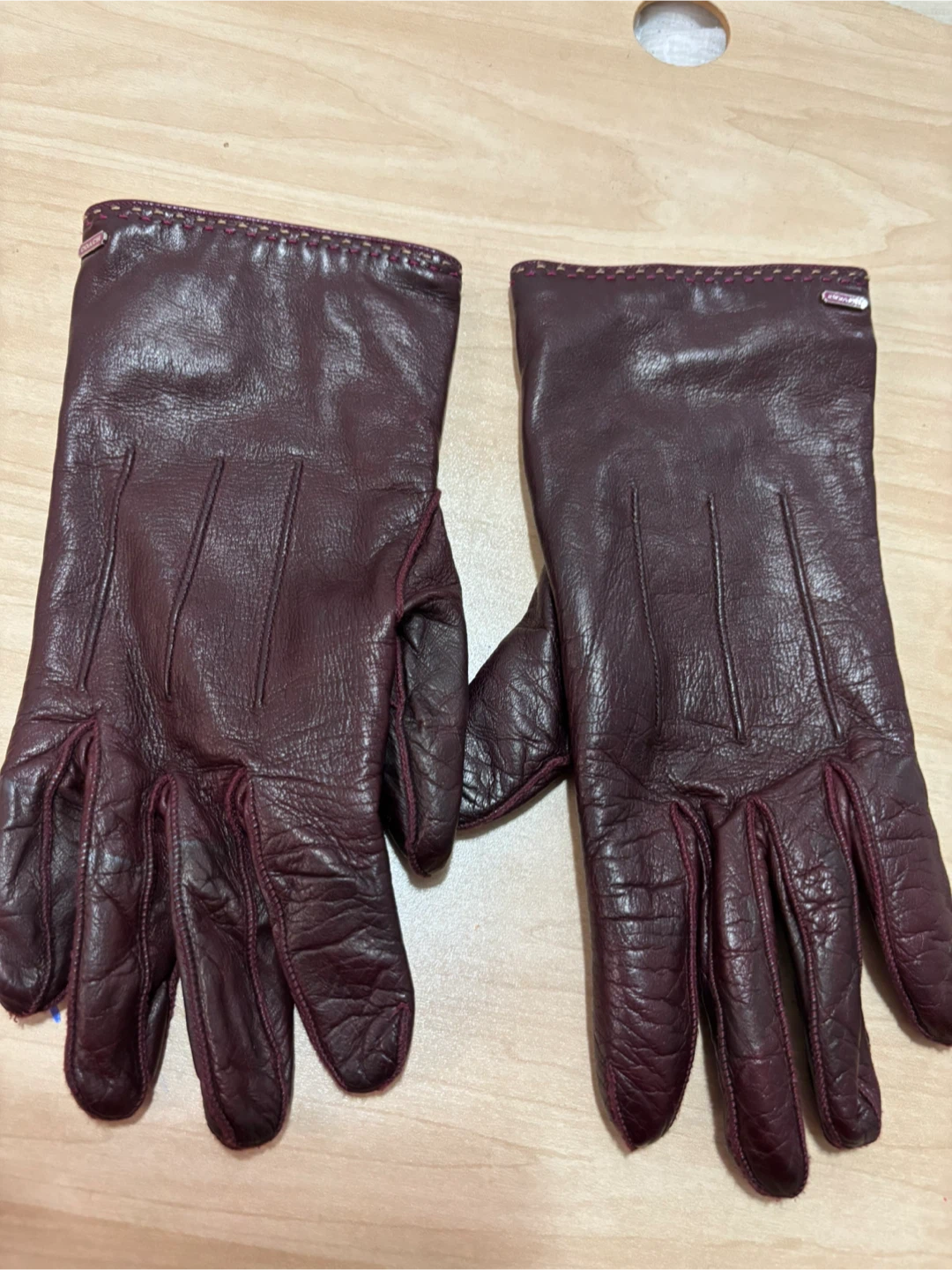 Authentic Coach Leather Gloves - Burgundy - photo 4