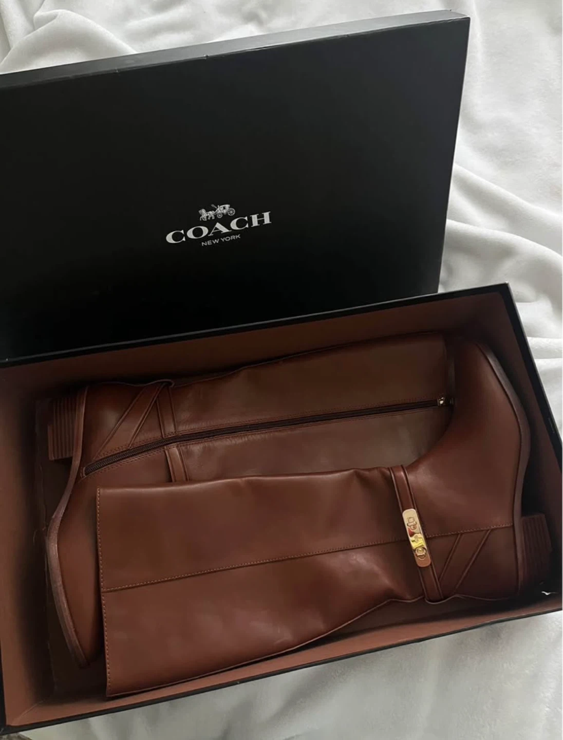 Coach Brown Leather Riding Boots in Box 8.5w