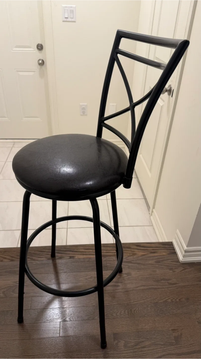 Black Swivel Bar Stool with Backrest image indicator(2)