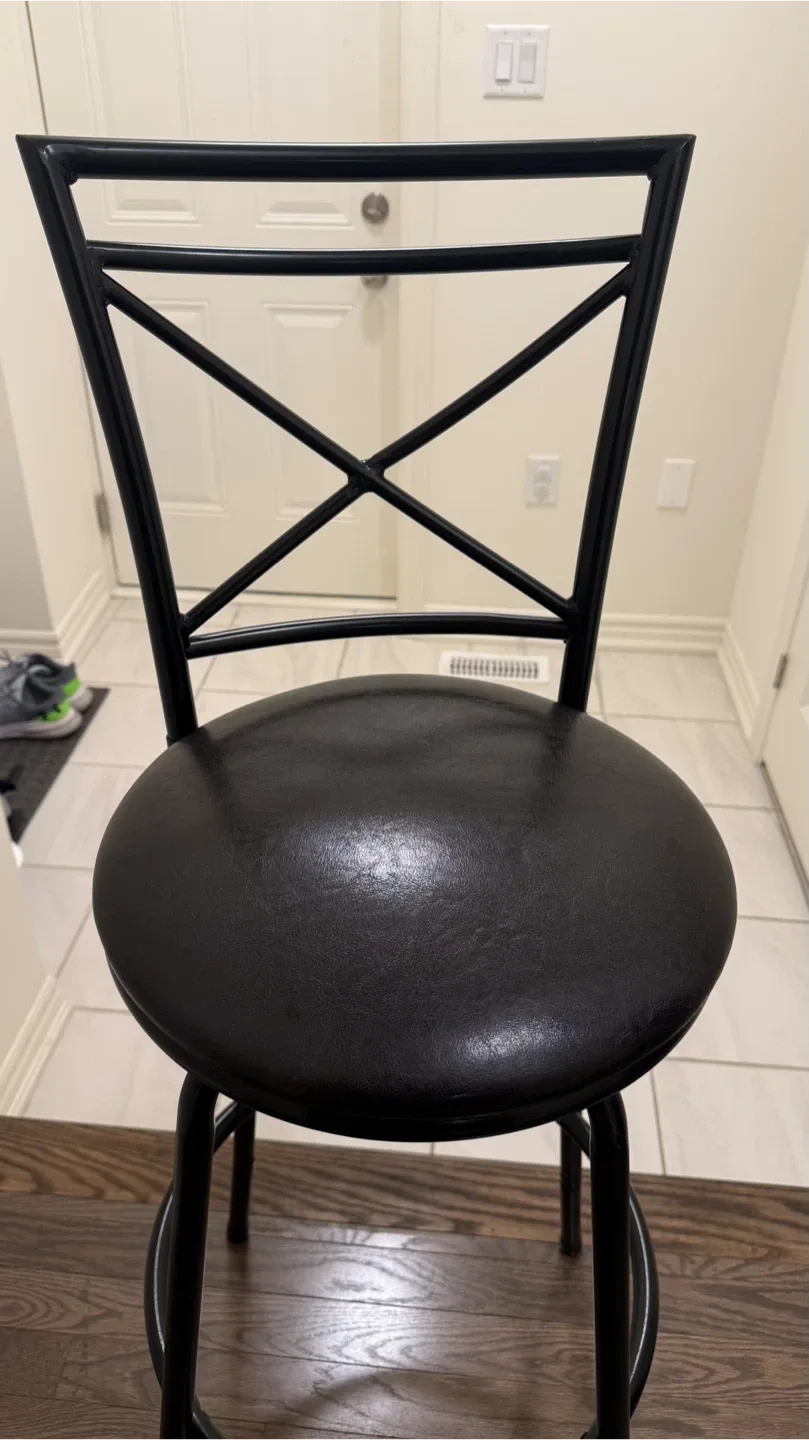 Black Swivel Bar Stool with Backrest image indicator(4)