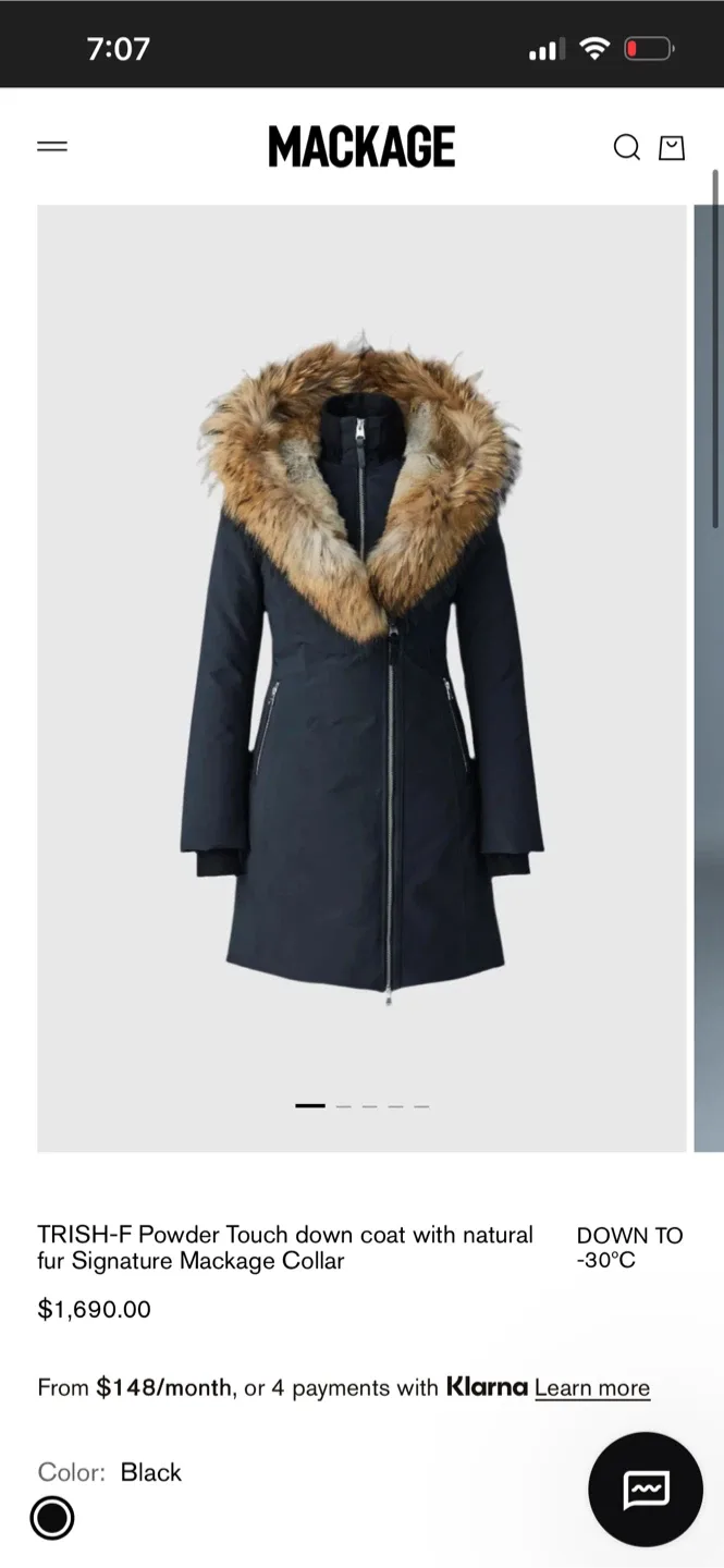 Mackage Trish-F Black Down Coat