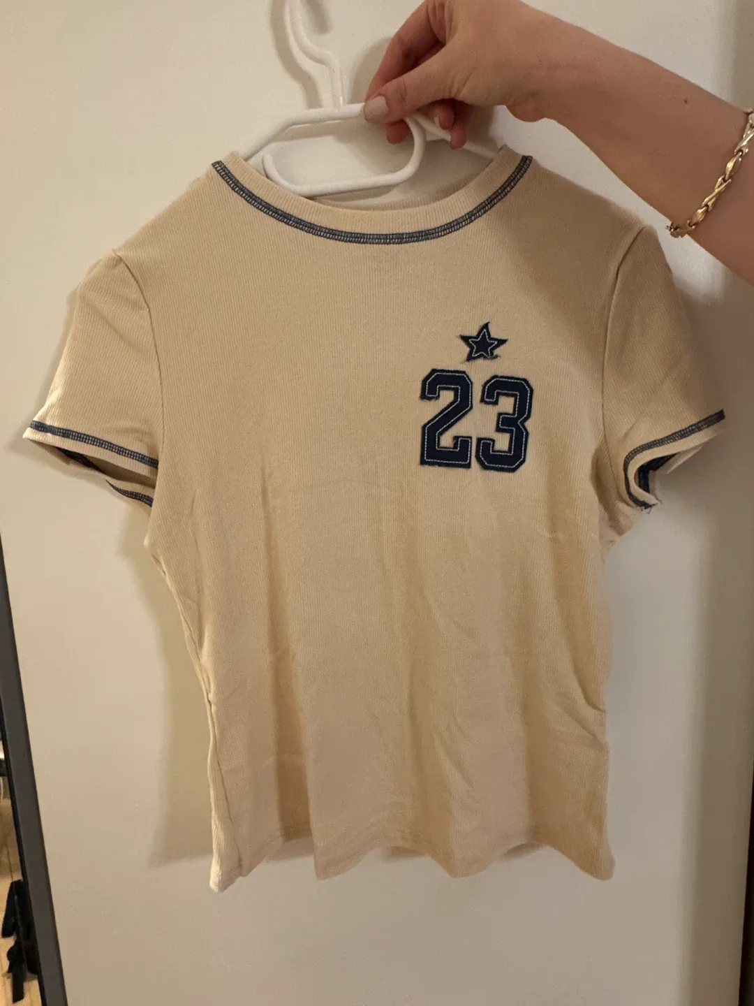 Cream Ribbed T-Shirt thumbnail