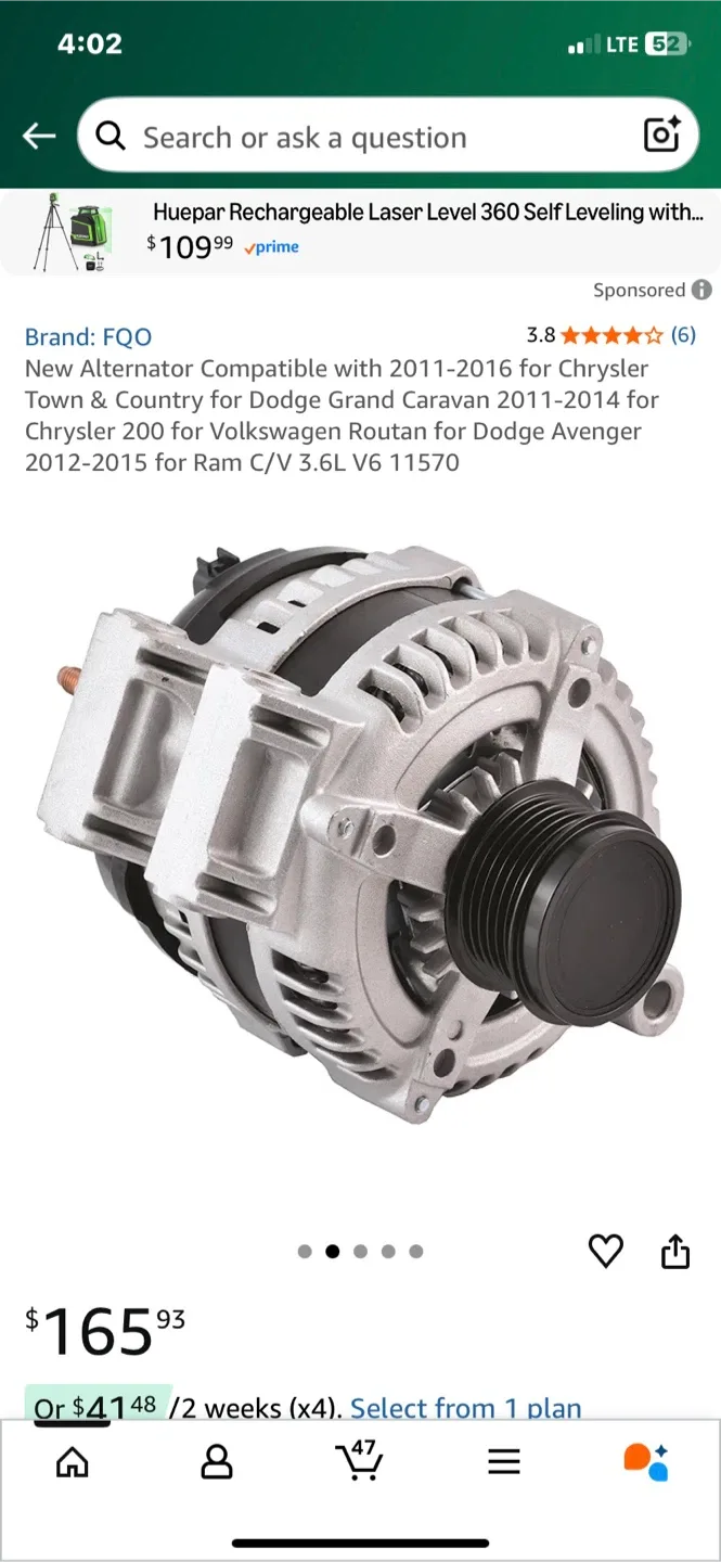 Alternator Compatible with Chrysler, Dodge, VW