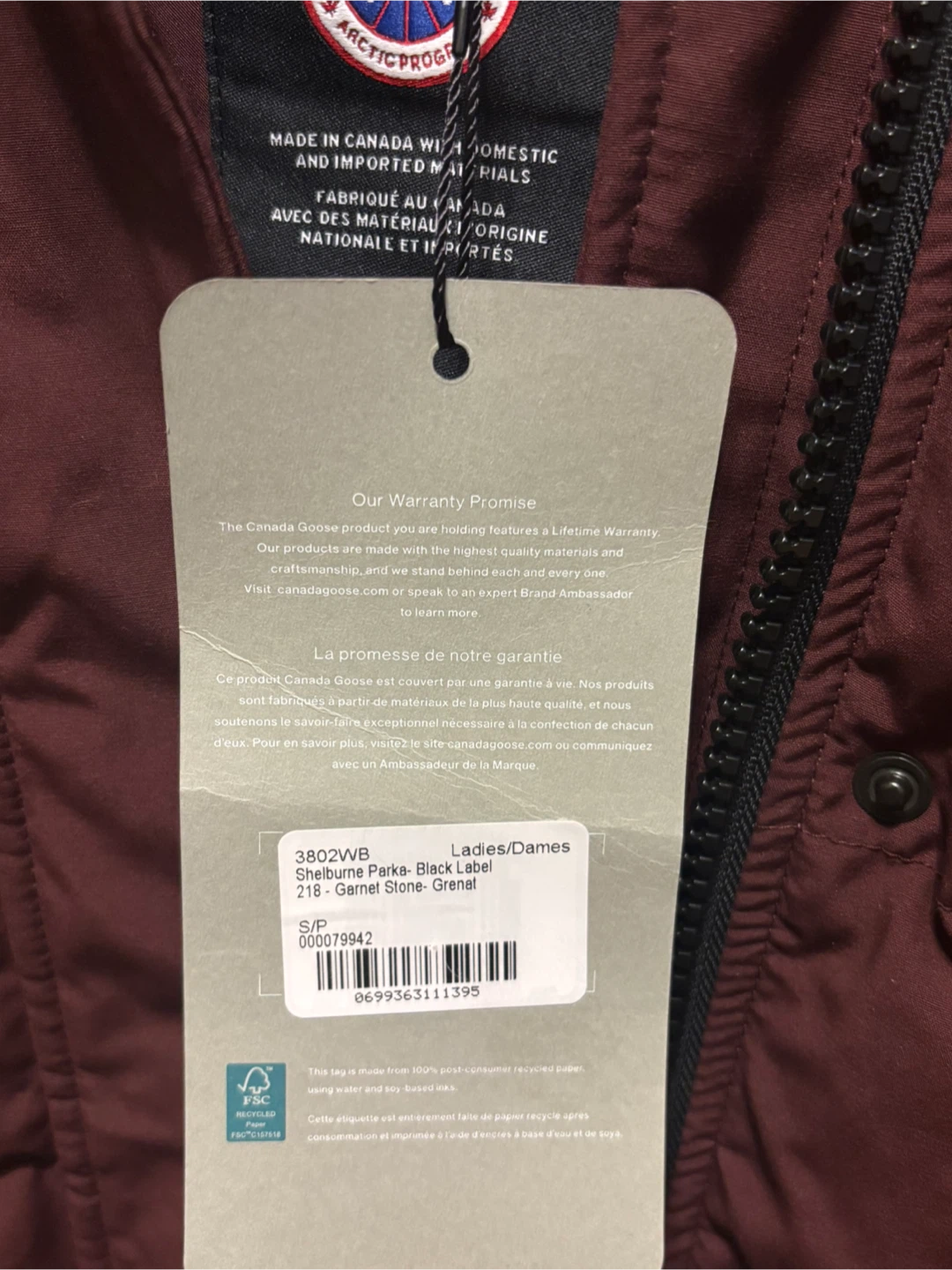 Canada Goose Shelburne Parka - Garnet Stone - Size S