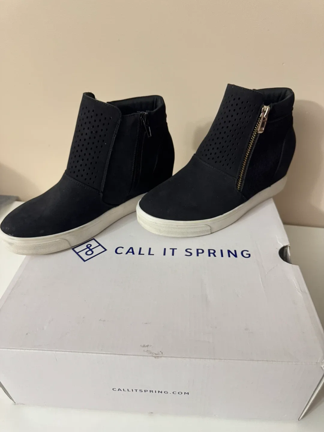 Call It Spring Black Wedge Sneakers - Size 6.5 image indicator(2)