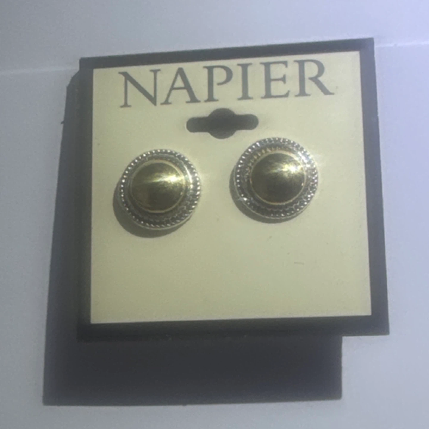 Napier Gold Tone Stud Earrings - New on Card
