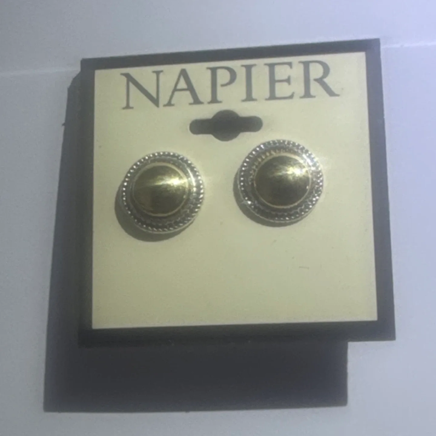 Napier Gold Tone Stud Earrings - New on Card