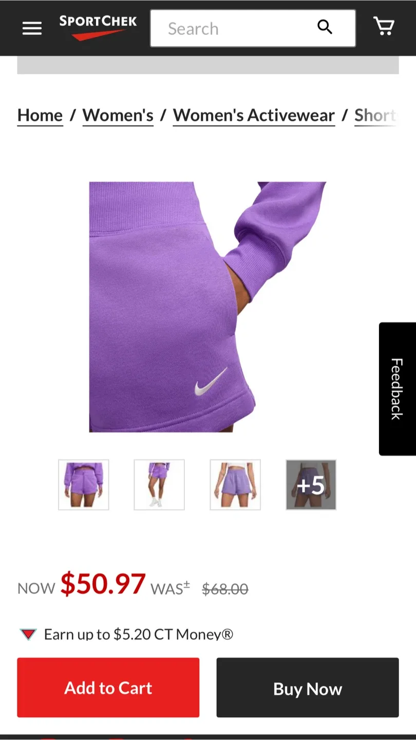 Nike Women's Everyday Training Shorts Purple image indicator(5)
