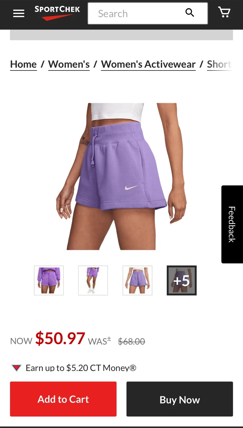 Nike Women's Everyday Training Shorts Purple image indicator(4)