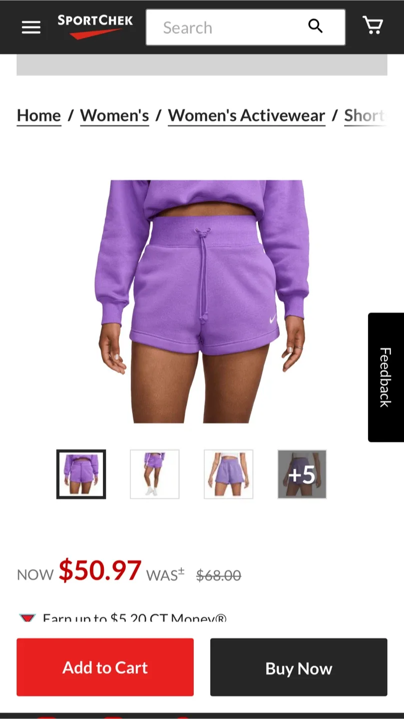 Nike Women's Everyday Training Shorts Purple image indicator(3)