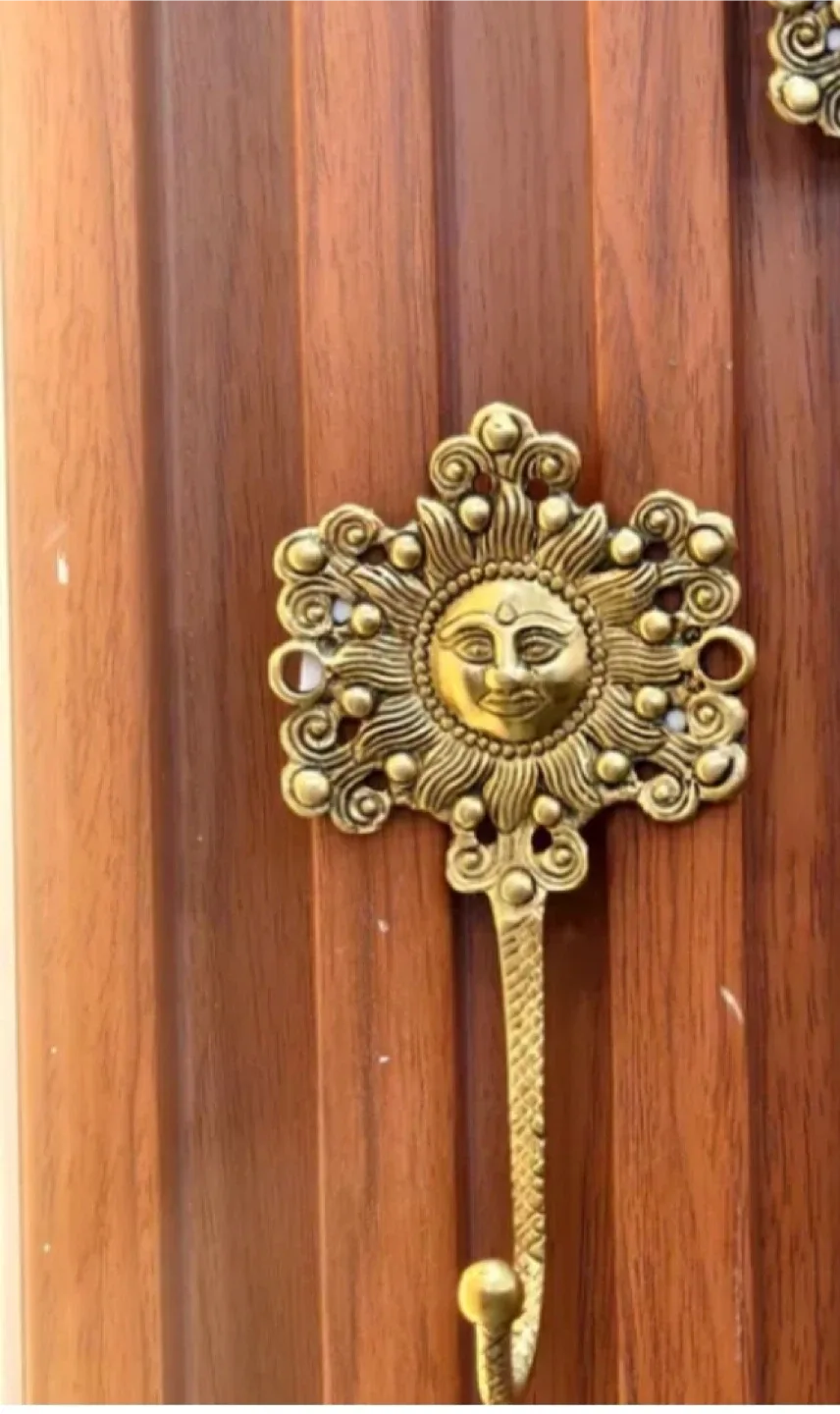Brass Sun Face Wall Hook - Decorative Hanger