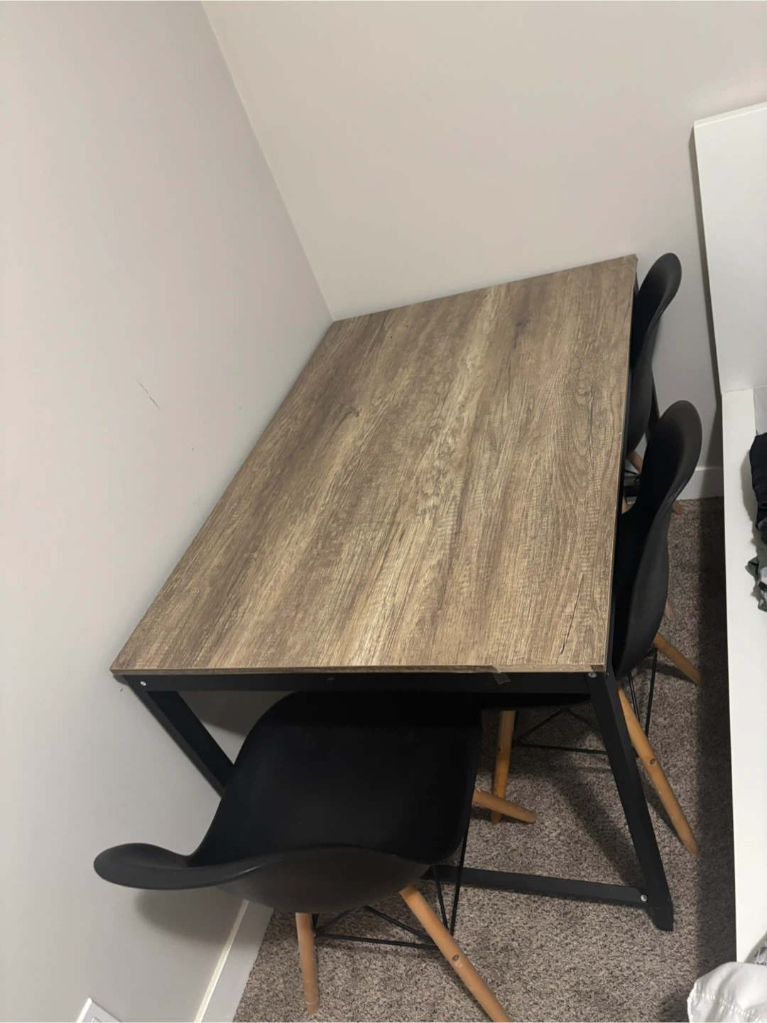 Dining Table with 2 Black Chairs