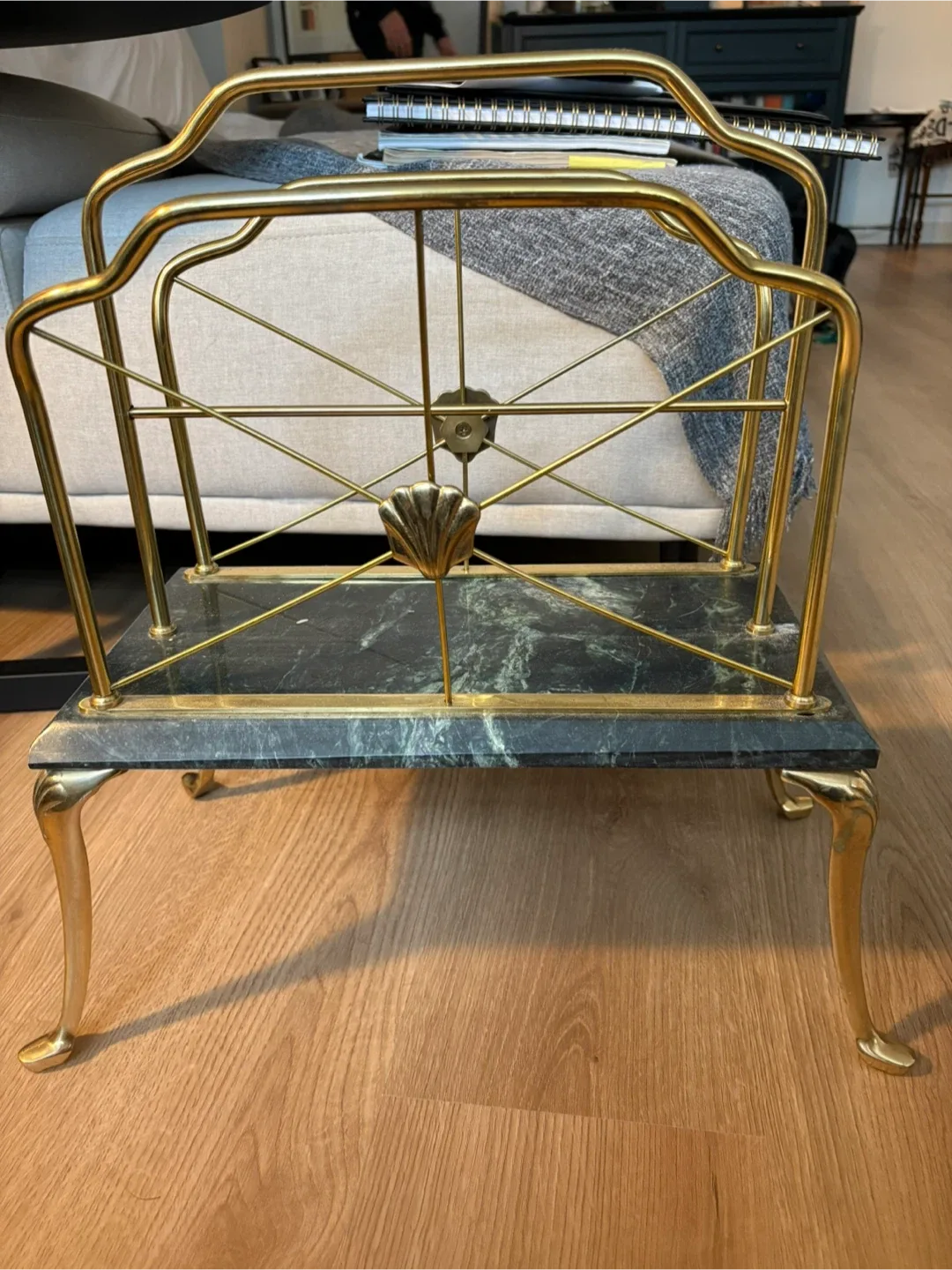Vintage Brass & Marble Magazine Rack image indicator(2)